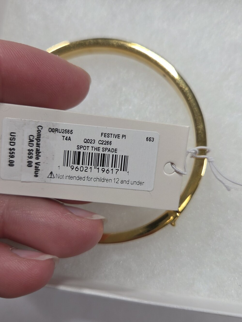 Kate Spade Festive Pink Spot The Spade Enamel Hinged Bangle - Picture 5 of 10